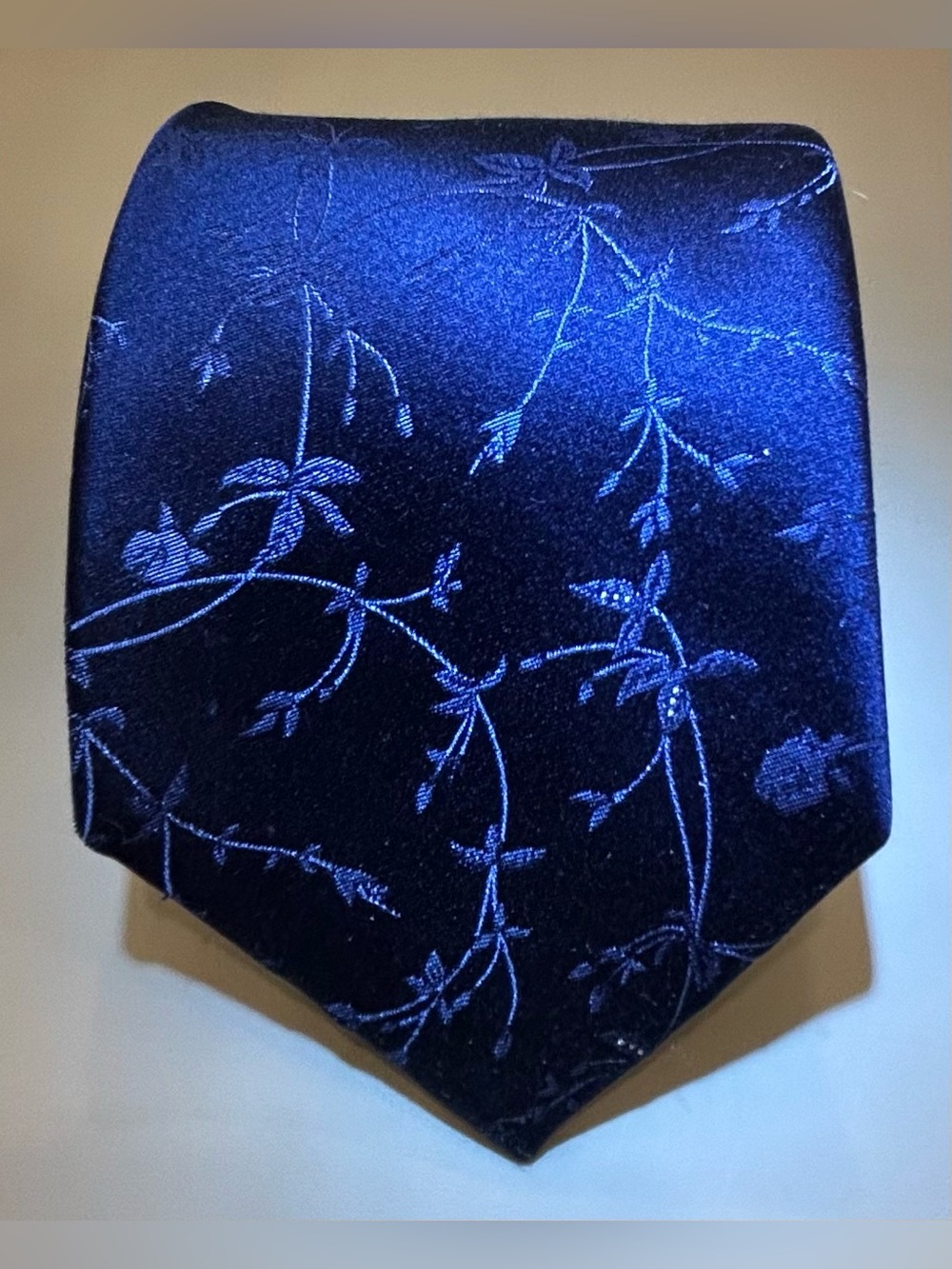 Calvin Klein Navy Floral Jacquard Tie